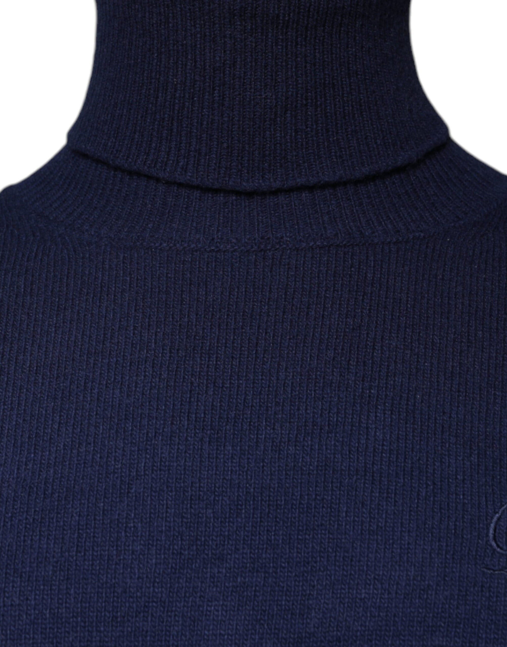 Dolce &amp; Gabbana Blue Wool Knit Turtleneck Pullover Sweater