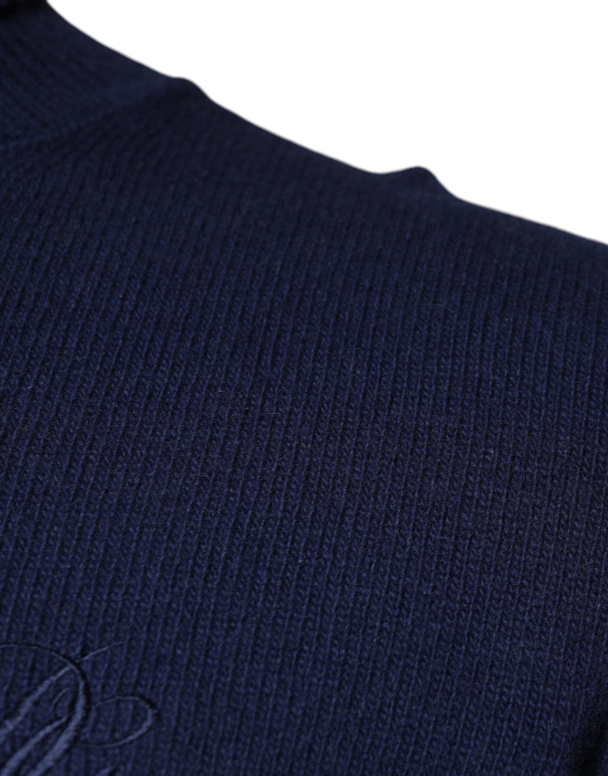 Dolce &amp; Gabbana Blue Wool Knit Turtleneck Pullover Sweater