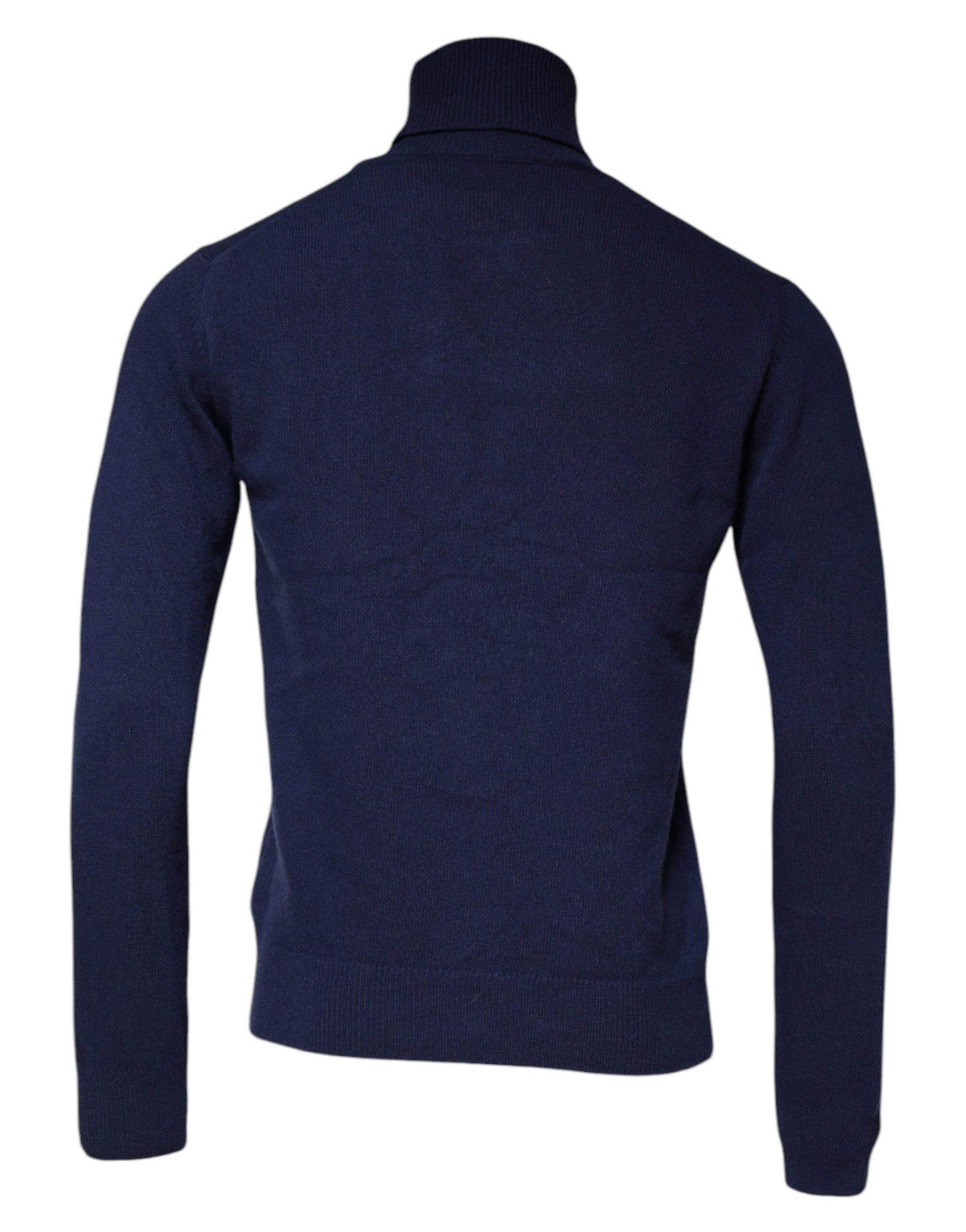 Dolce &amp; Gabbana Blue Wool Knit Turtleneck Pullover Sweater