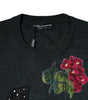 Dolce &amp; Gabbana Gray Embellished Crew Neck Pullover Sweater