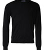 Dolce &amp; Gabbana Black Wool Knit Crew Neck Pullover Sweater