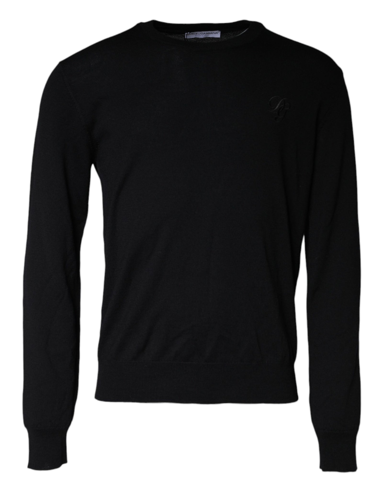 Dolce &amp; Gabbana Black Wool Knit Crew Neck Pullover Sweater