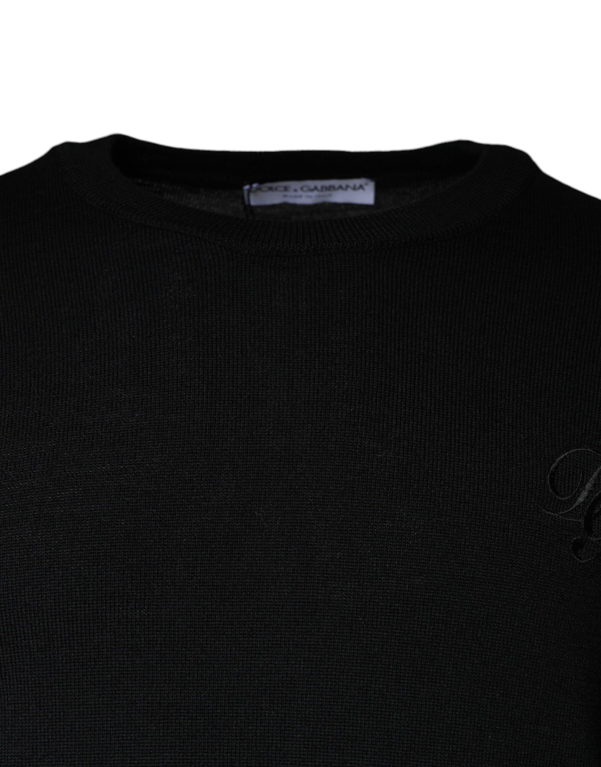 Dolce &amp; Gabbana Black Wool Knit Crew Neck Pullover Sweater