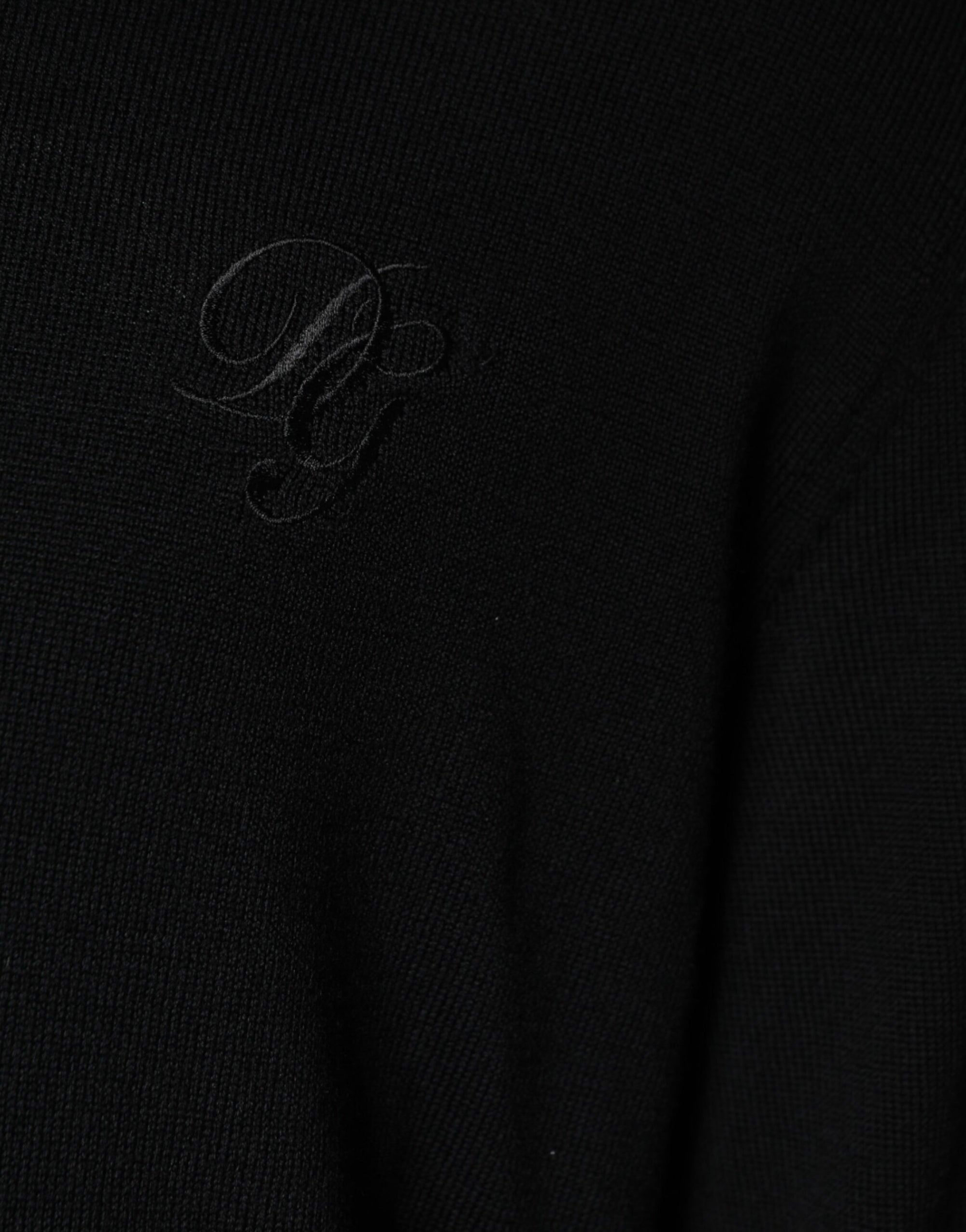 Dolce &amp; Gabbana Black Wool Knit Crew Neck Pullover Sweater