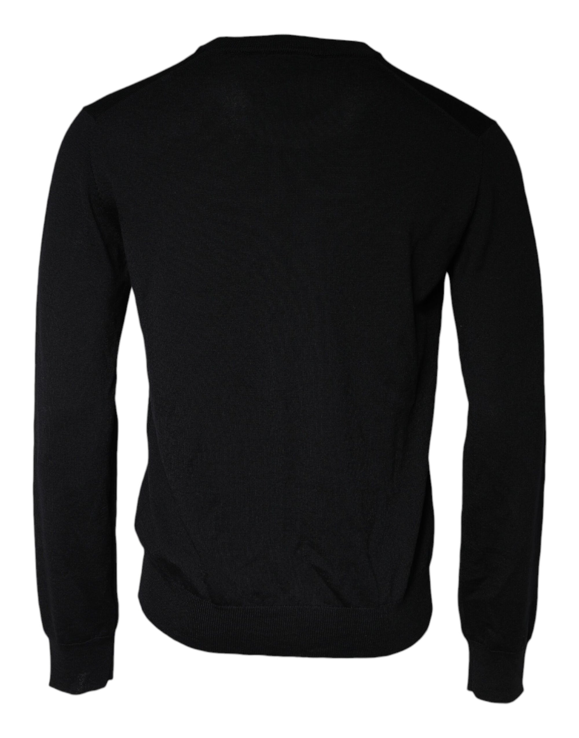 Dolce &amp; Gabbana Black Wool Knit Crew Neck Pullover Sweater