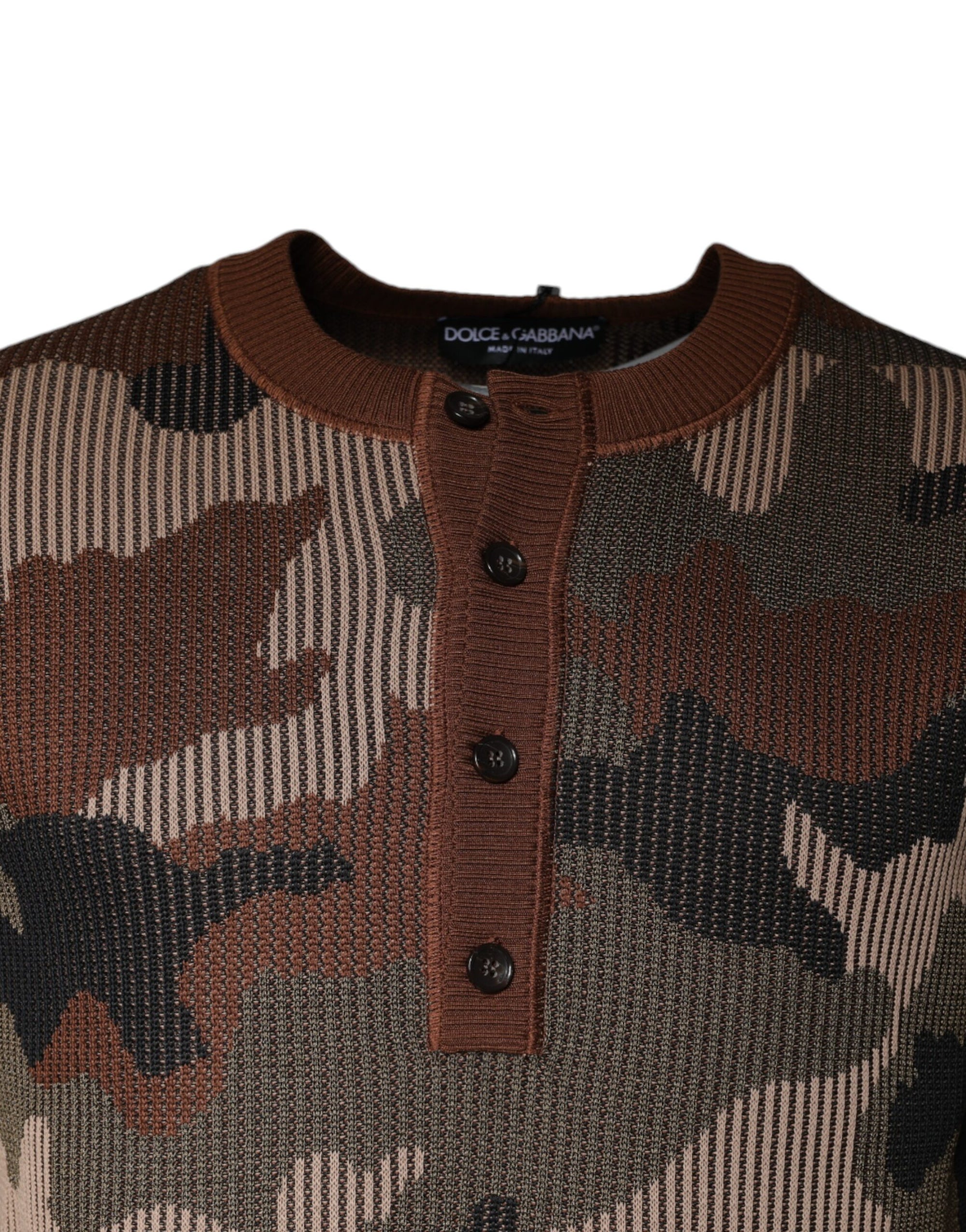 Dolce &amp; Gabbana Multicolor Camouflage Men Pullover Sweater