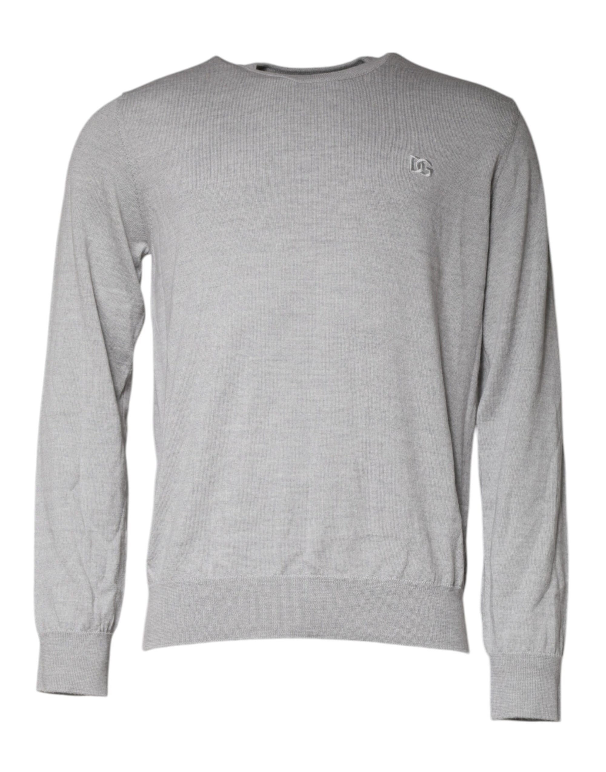 Dolce &amp; Gabbana Light Gray Wool Crew Neck Pullover Sweater