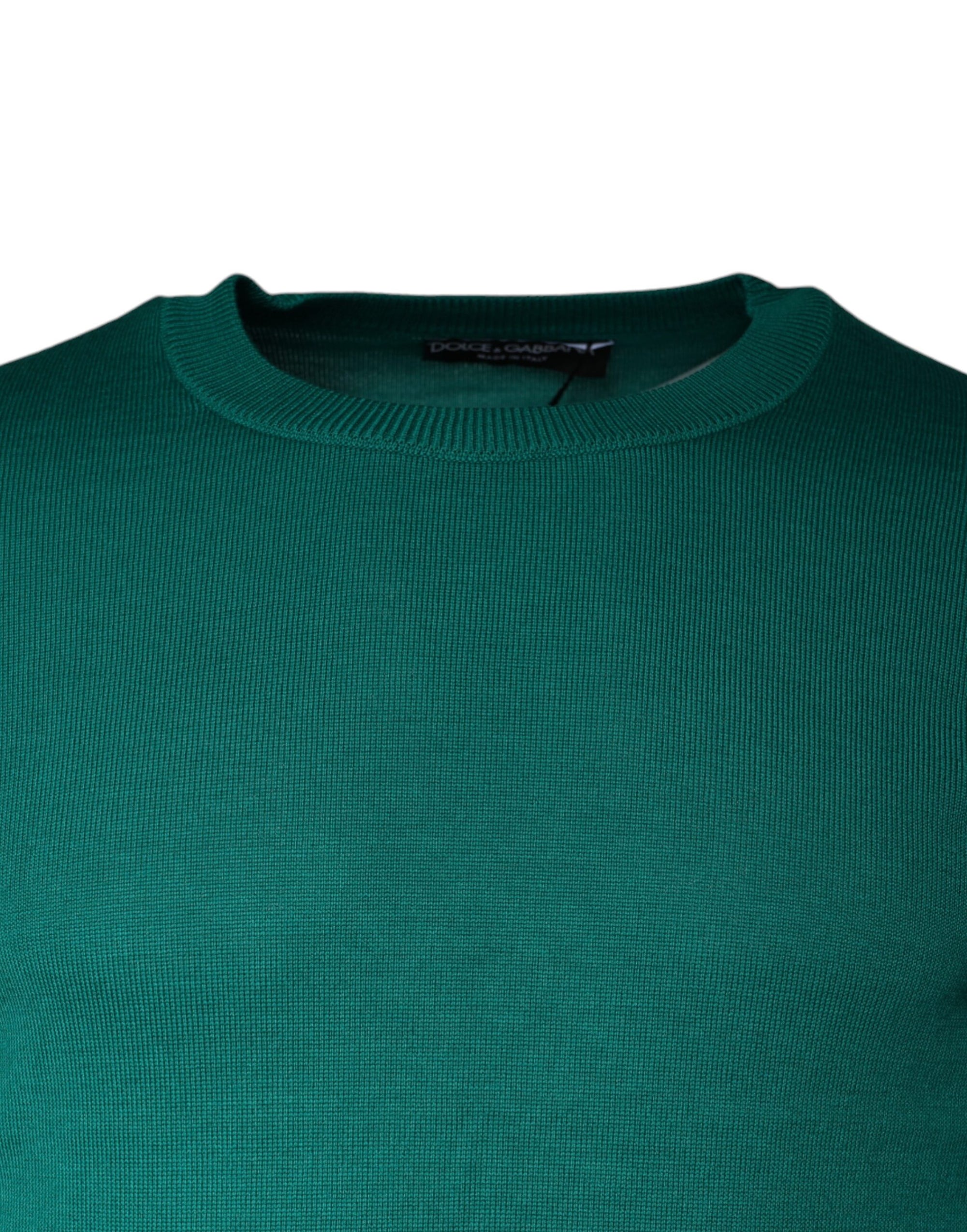 Dolce &amp; Gabbana Green Wool Knit Crew Neck Pullover Sweater