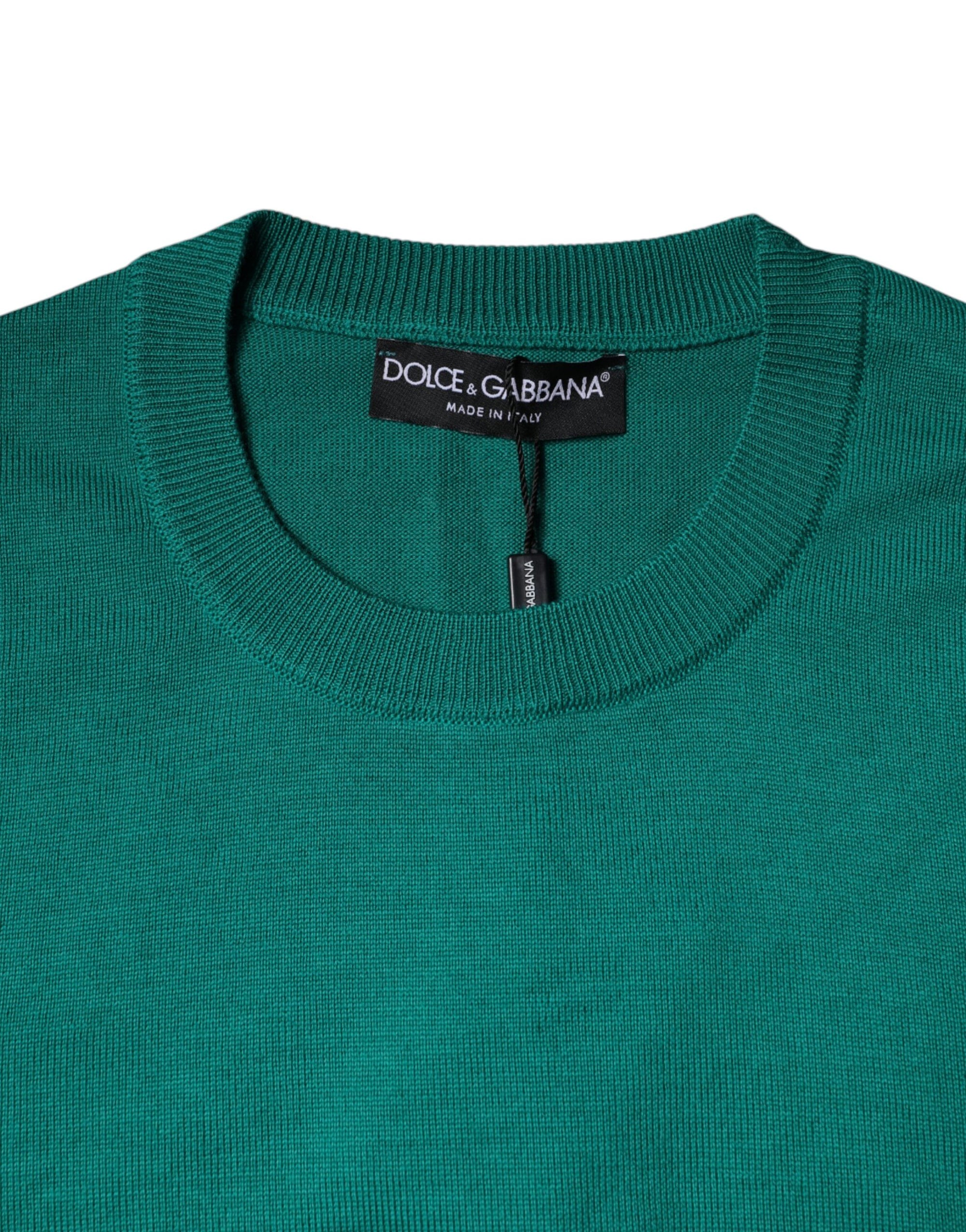 Dolce &amp; Gabbana Green Wool Knit Crew Neck Pullover Sweater