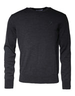 Dolce &amp; Gabbana Dark Gray Wool Crew Neck Pullover Sweater