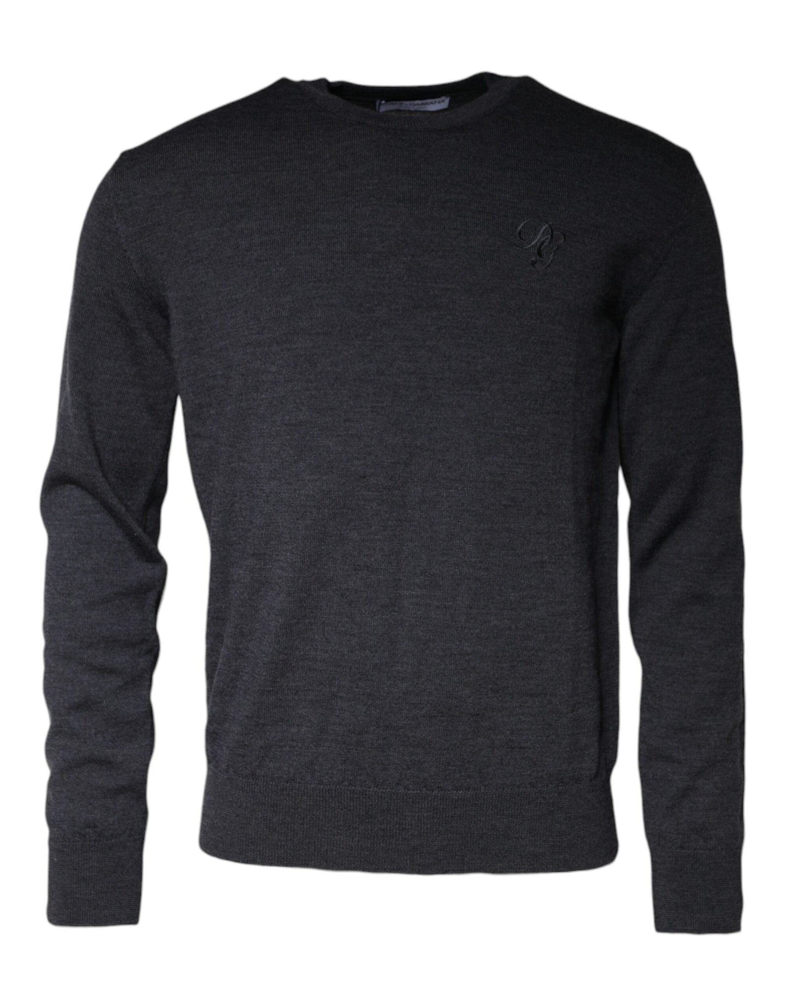 Dolce &amp; Gabbana Dark Gray Wool Crew Neck Pullover Sweater