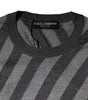 Dolce &amp; Gabbana Gray Stripes Long Sleeve Round Neck Pullover Sweater