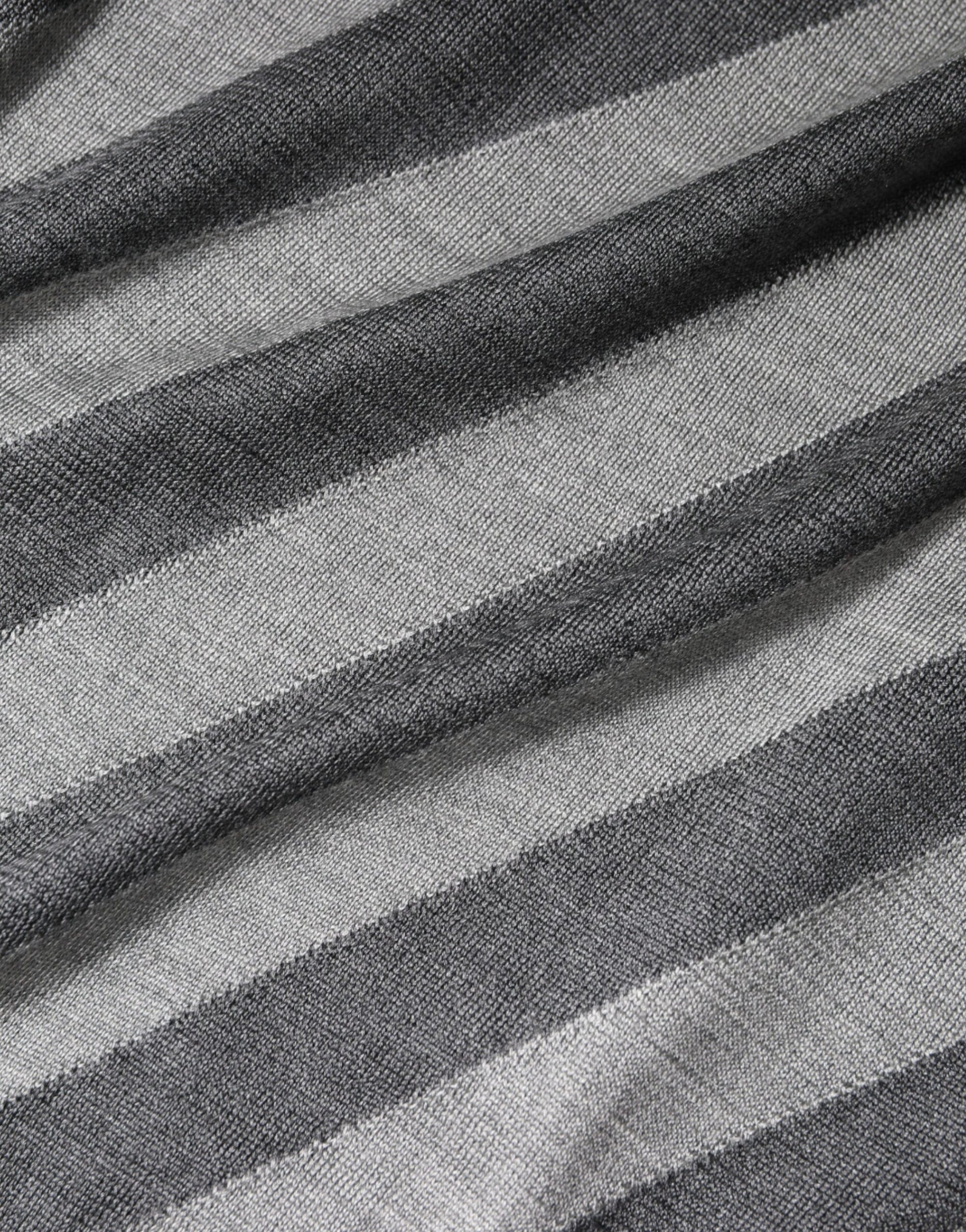 Dolce &amp; Gabbana Gray Stripes Long Sleeve Round Neck Pullover Sweater