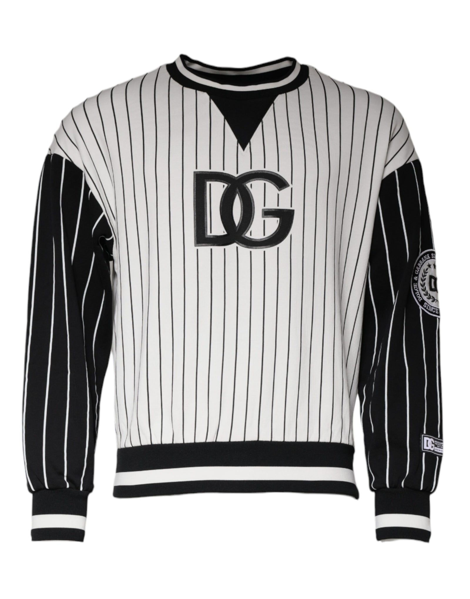 Dolce &amp; Gabbana Black White Stripes Logo Sweatshirt Sweater