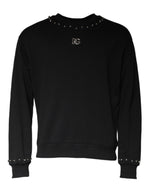 Dolce &amp; Gabbana Black Logo Stud Pullover Sweatshirt Sweater