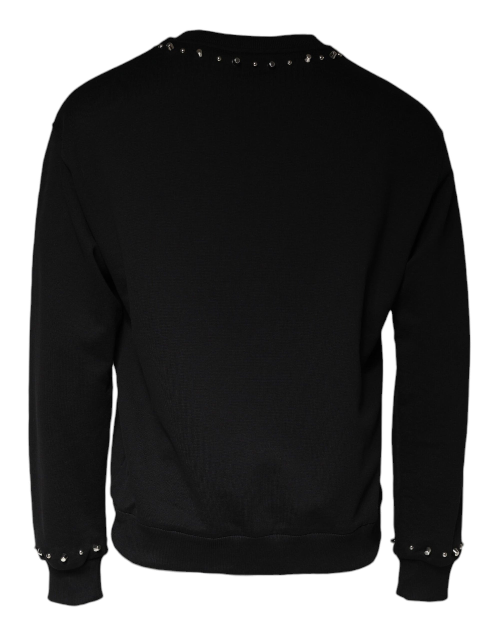 Dolce &amp; Gabbana Black Logo Stud Pullover Sweatshirt Sweater