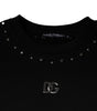 Dolce &amp; Gabbana Black Logo Stud Pullover Sweatshirt Sweater