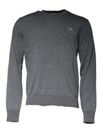 Dolce &amp; Gabbana Dark Gray Wool Crew Neck Pullover Sweater