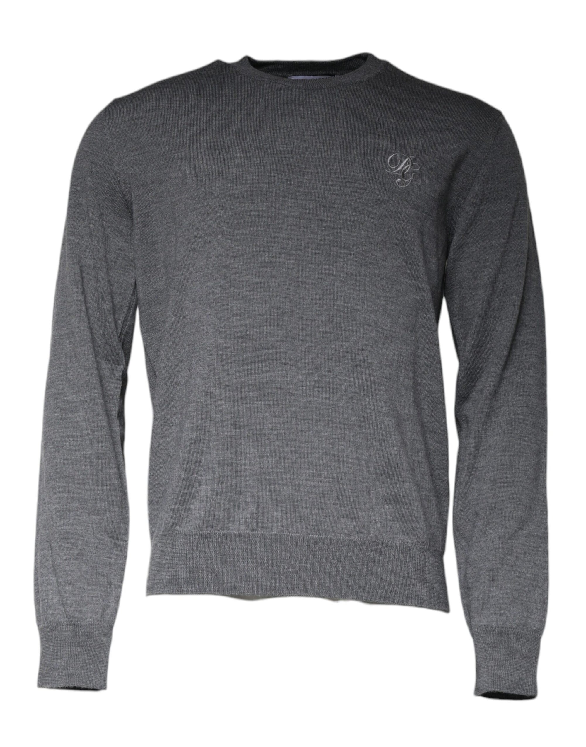 Dolce &amp; Gabbana Dark Gray Wool Crew Neck Pullover Sweater