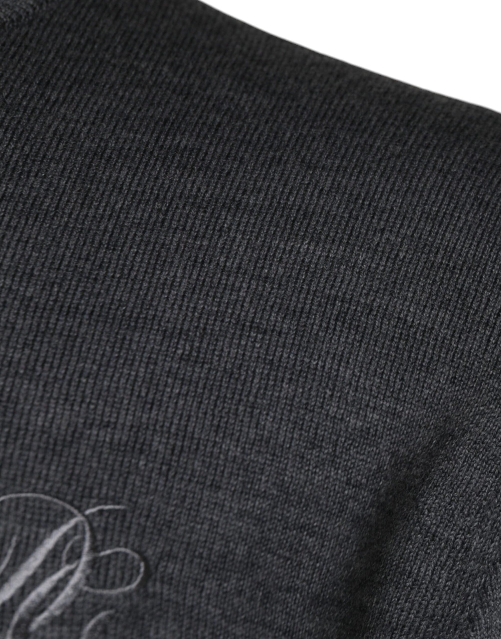 Dolce &amp; Gabbana Dark Gray Wool Crew Neck Pullover Sweater