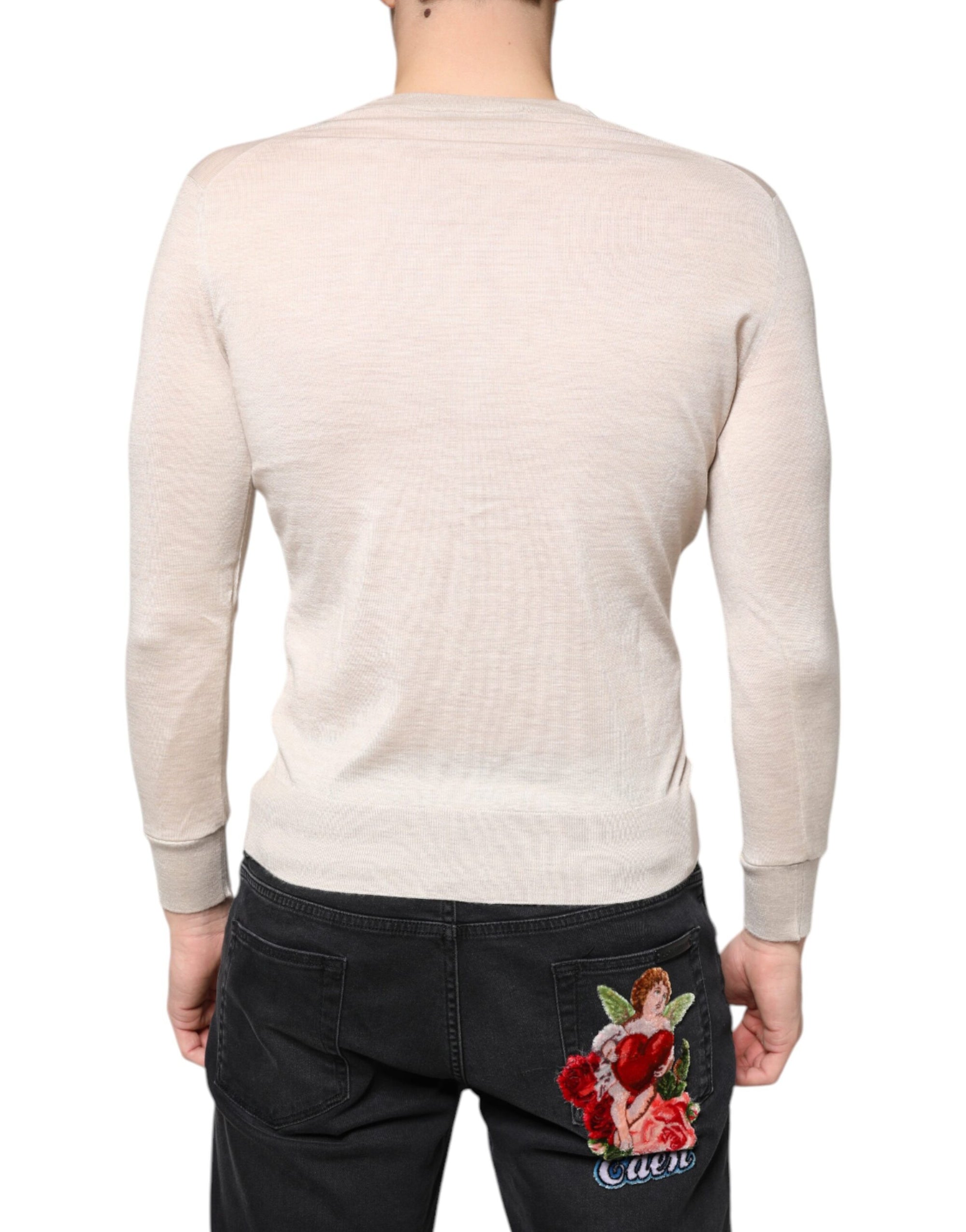 Dolce &amp; Gabbana Beige Cashmere Button Down Cardigan Sweater