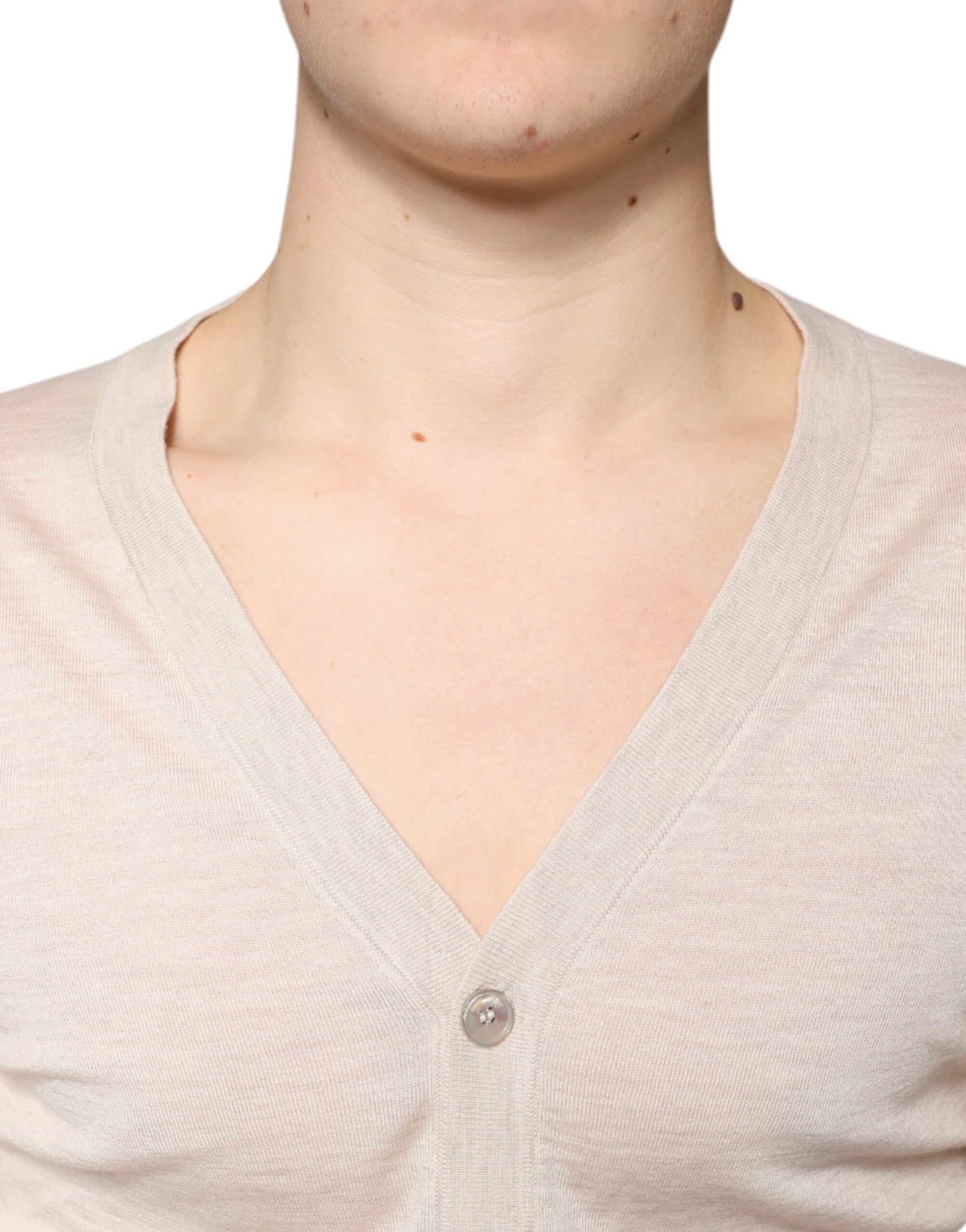 Dolce &amp; Gabbana Beige Cashmere Button Down Cardigan Sweater