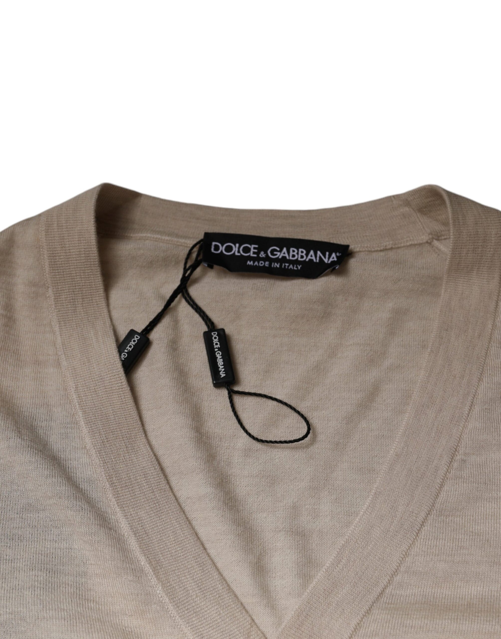 Dolce &amp; Gabbana Beige Cashmere Button Down Cardigan Sweater