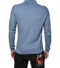 Dolce &amp; Gabbana Sky Blue Silk Collared Men Pullover Sweater