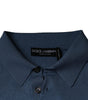 Dolce &amp; Gabbana Sky Blue Silk Collared Men Pullover Sweater