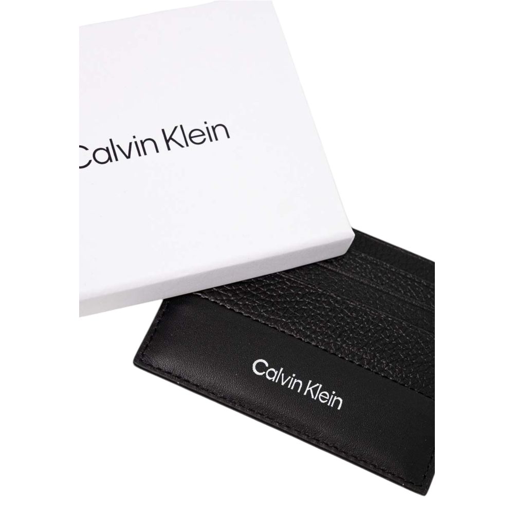 Porte-cartes en cuir noir Calvin Klein