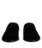 Dolce & Gabbana Black Velvet Leather Lace Up Derby Shoes