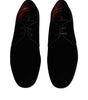 Dolce & Gabbana Black Velvet Leather Lace Up Derby Shoes