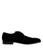 Dolce & Gabbana Black Velvet Leather Lace Up Derby Shoes