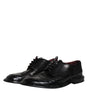 Dolce & Gabbana Black Leather Derby Wingtip Formal Shoes
