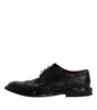 Dolce & Gabbana Black Leather Derby Wingtip Formal Shoes