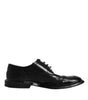 Dolce & Gabbana Black Leather Derby Wingtip Formal Shoes