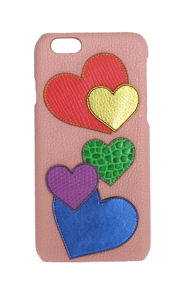 Coque de téléphone Dolce &amp; Gabbana Chic en cuir rose ornée de cœurs