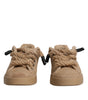 Dolce & Gabbana Brown Jute Fabric Low Top Men Sneakers Shoes