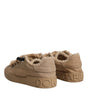 Dolce & Gabbana Brown Jute Fabric Low Top Men Sneakers Shoes