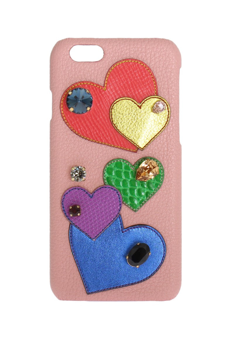 Coque iPhone en cuir rose Dolce &amp; Gabbana Chic avec cristaux