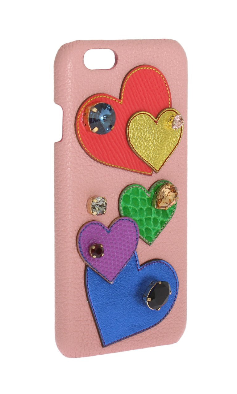 Coque iPhone en cuir rose Dolce &amp; Gabbana Chic avec cristaux