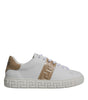 Versace White Brown Greca Print TPU Low Top Men Sneakers Shoes