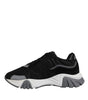 Versace Black Leather Neoprene Chunky Low Top Sneakers Squalo Shoes