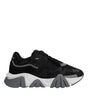 Versace Black Leather Neoprene Chunky Low Top Sneakers Squalo Shoes
