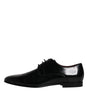 Dolce & Gabbana Black Leather Lace Up Men Derby Formal Shoes