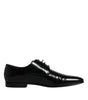 Dolce & Gabbana Black Leather Lace Up Men Derby Formal Shoes