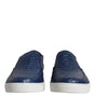 Dolce & Gabbana Blue Croc Exotic Leather Men Sneakers Shoes