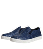 Dolce & Gabbana Blue Croc Exotic Leather Men Sneakers Shoes