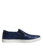 Dolce & Gabbana Blue Croc Exotic Leather Men Sneakers Shoes