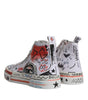 Dolce & Gabbana White Cotton Graffiti High Top Sneaker Shoes